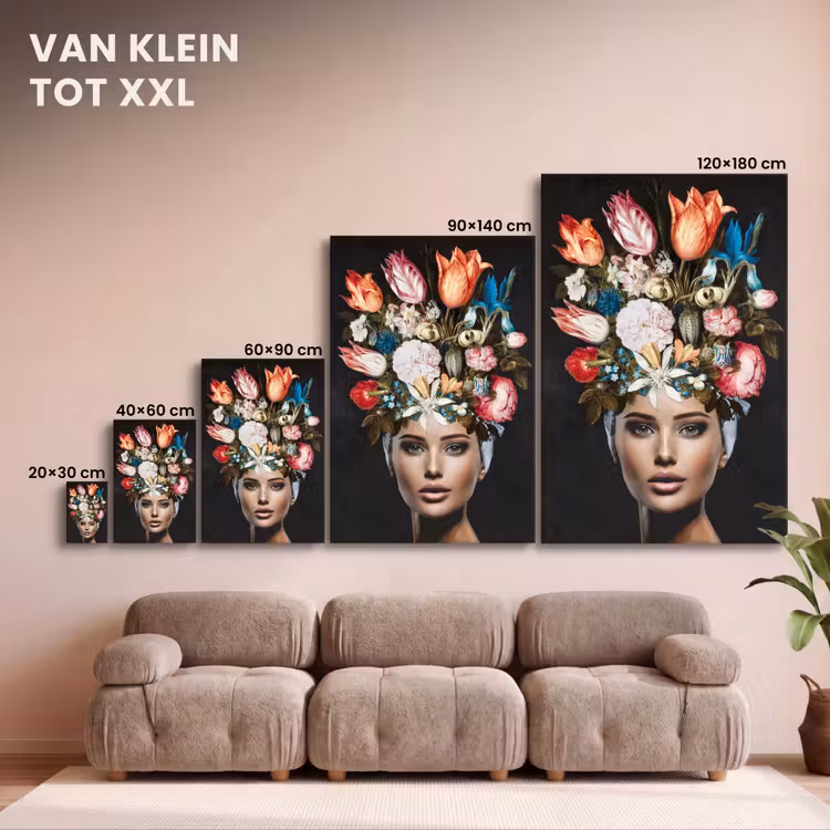 Canvas schilderij - Vrouw - Kleurrijk - Bloemen — 8