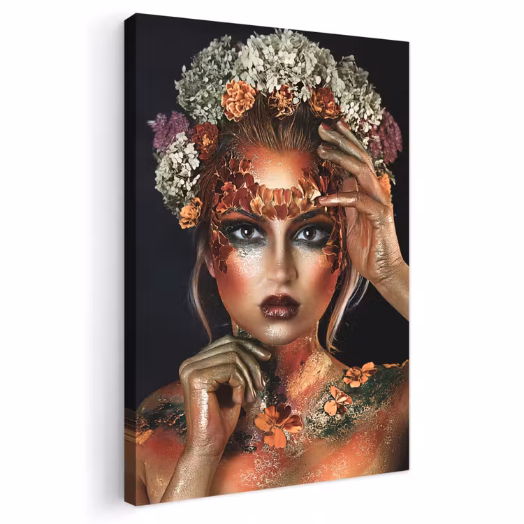 Canvas schilderij - Bloemen - Vrouw - Kroon — 1