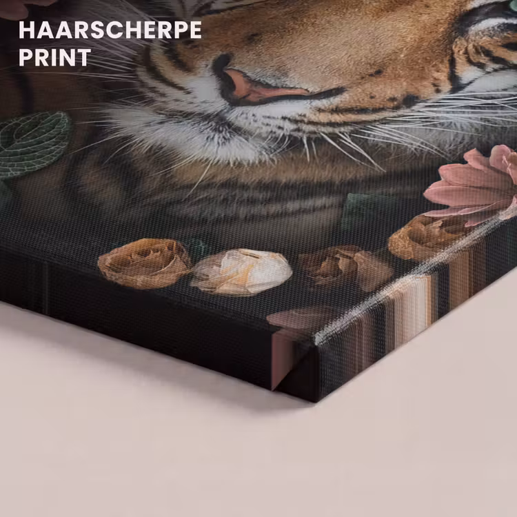 Canvas schilderij - Tijger - Bloemen - Bladeren — 5