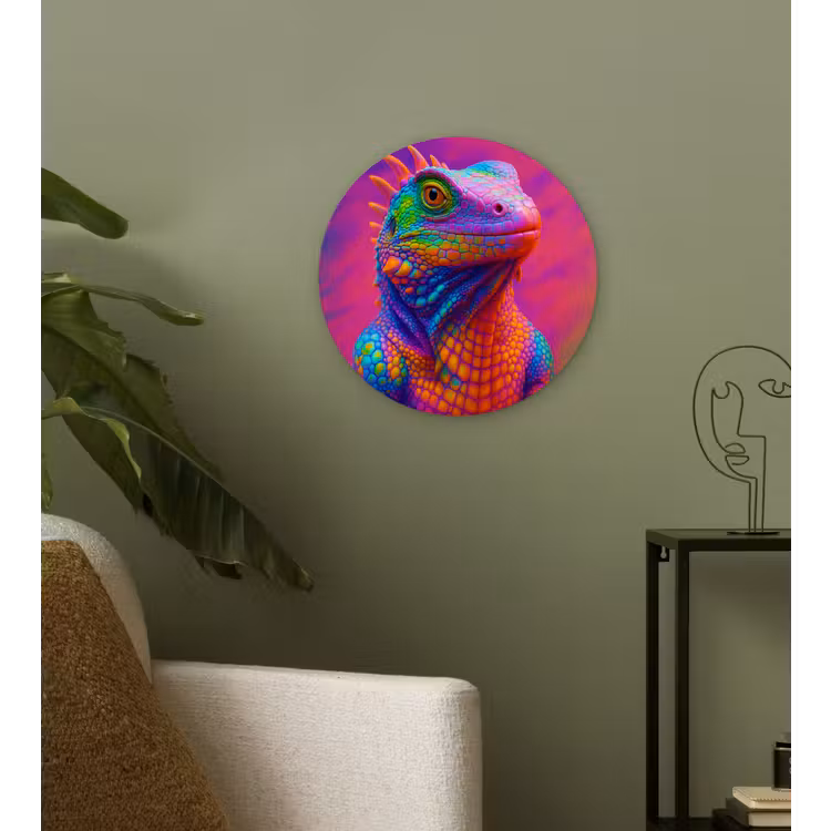 Muurcirkel glas - Kameleon - Dieren - Neon - Kleur — 3