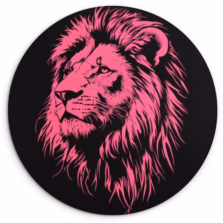 Muurcirkel glas - Leeuw - Zwart - Roze - Neon — 1