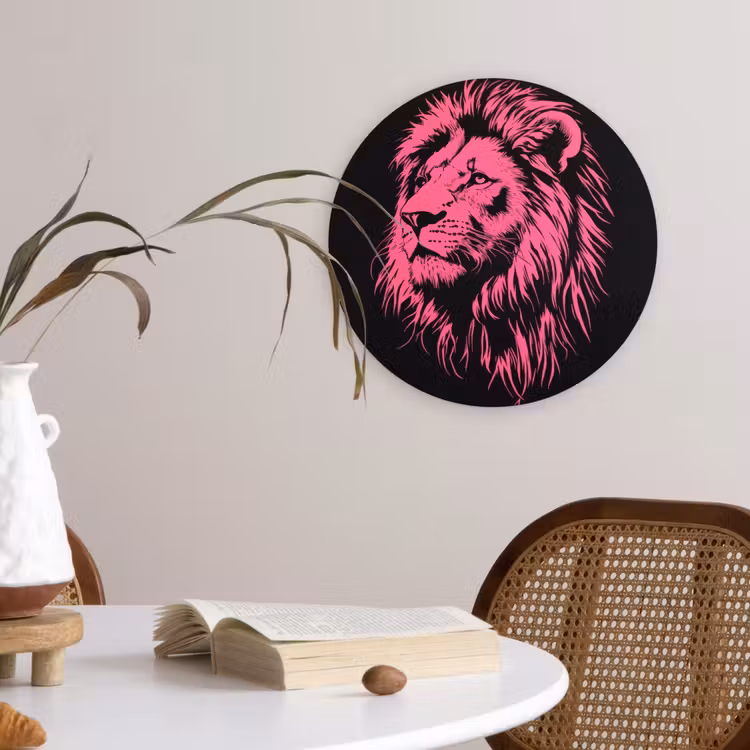 Muurcirkel glas - Leeuw - Zwart - Roze - Neon — 4