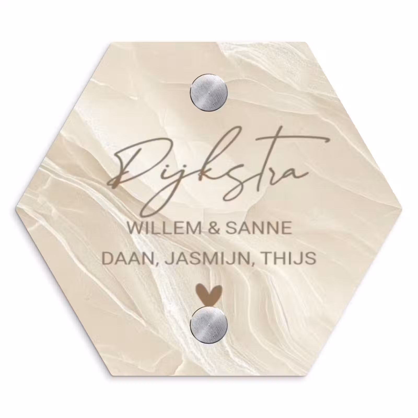 Naambordje voordeur - Hexagon - Vierkant - Beige - Marmer - Sierlijk — 1