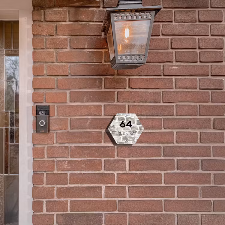 Naambordje voordeur - Hexagon - Vierkant - Natuurstenen - Modern — 3