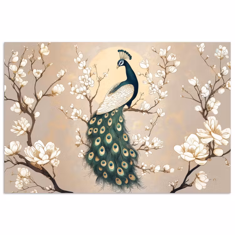 Poster – Pauw - Tak - Bloemen — 1