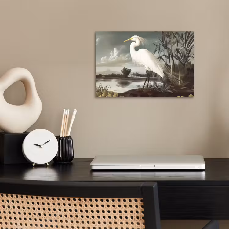 Poster – Reiger - Planten - Wolken - Wit — 2