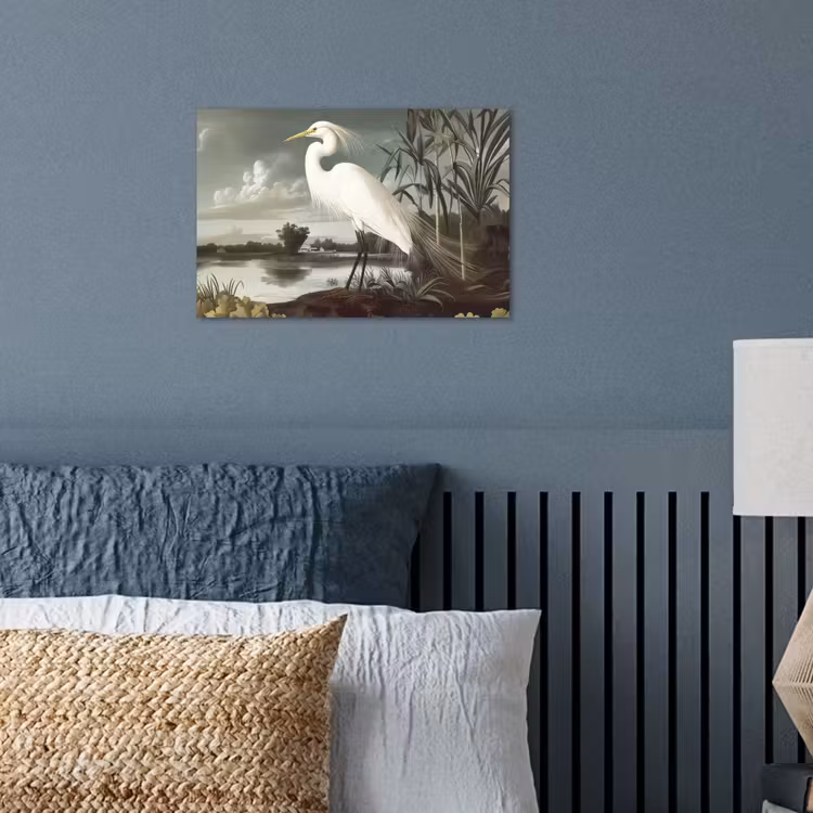 Poster – Reiger - Planten - Wolken - Wit — 3