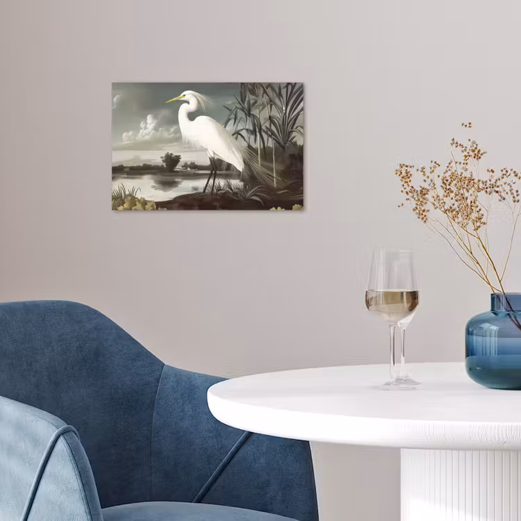 Poster – Reiger - Planten - Wolken - Wit — 4