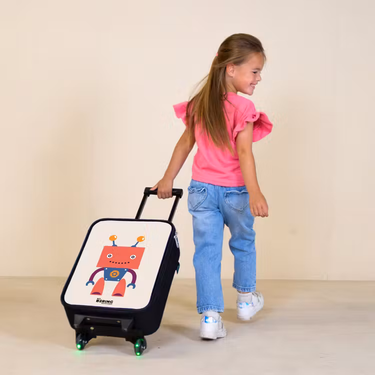 Kinderkoffer - Zwart - Rode robot met vierkant hoofd — 2