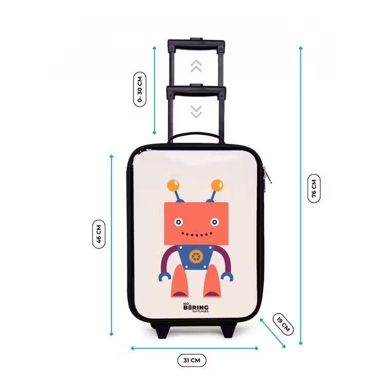 Kinderkoffer - Zwart - Rode robot met vierkant hoofd — 6