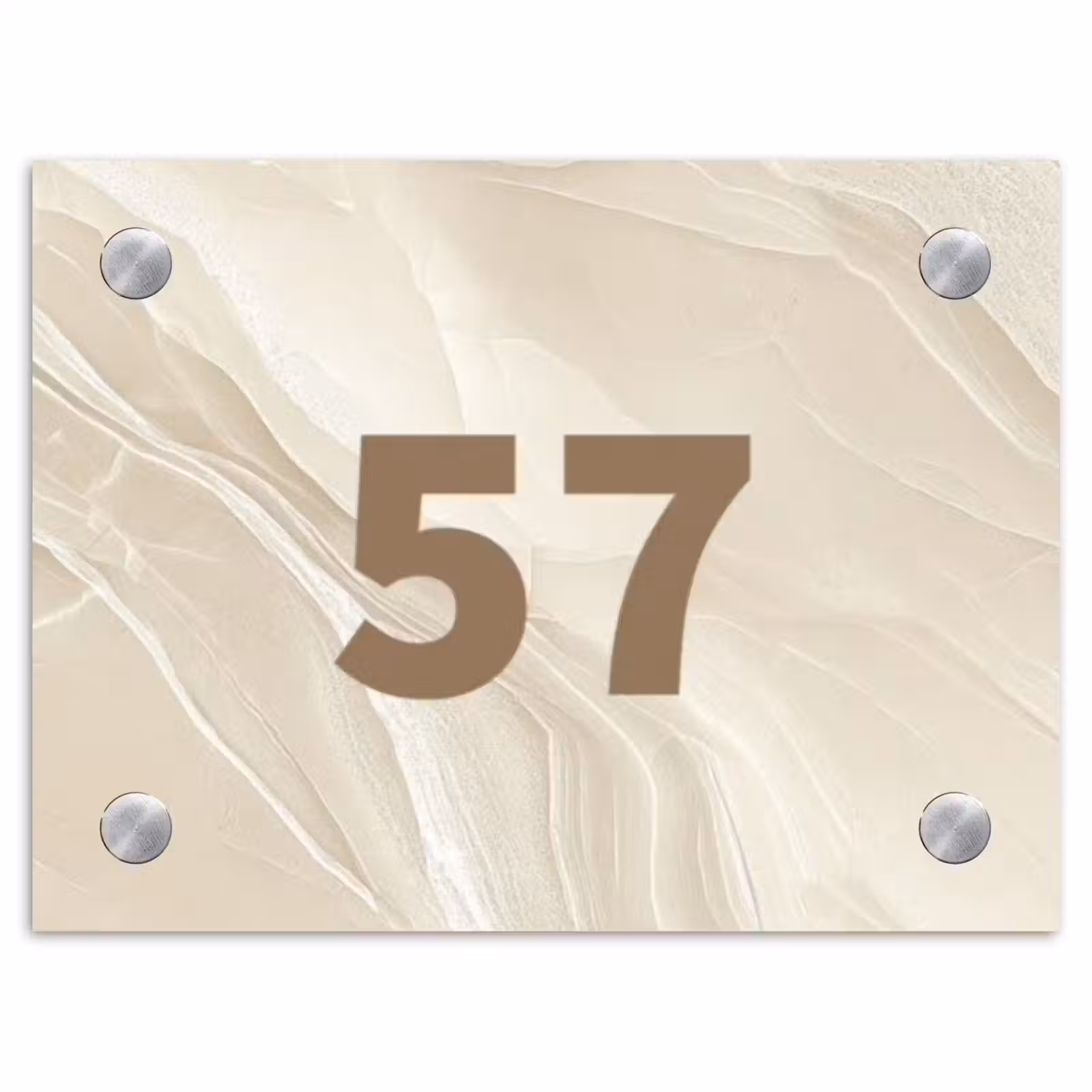 Naambordje voordeur - Rechthoek - Beige marmer - Traditioneel — 1