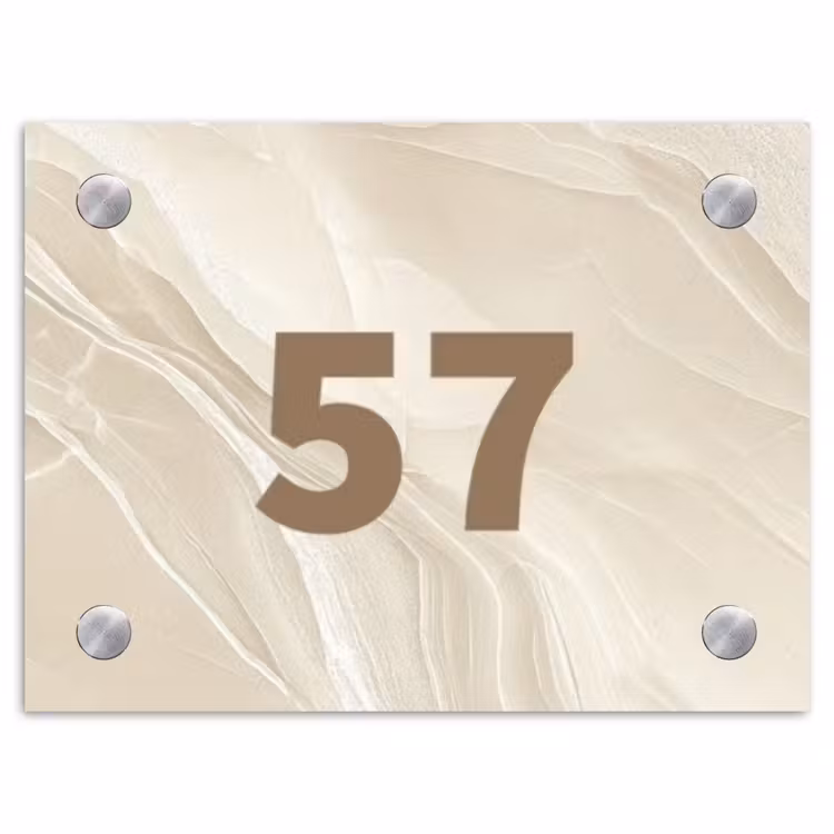 Naambordje voordeur - Rechthoek - Beige marmer - Traditioneel — 1