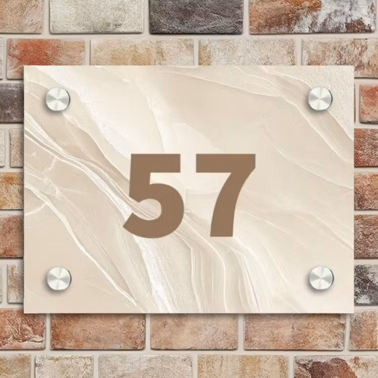 Naambordje voordeur - Rechthoek - Beige marmer - Traditioneel — 4
