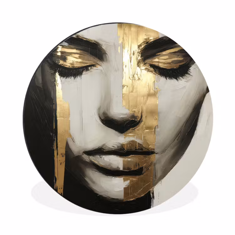 Wandcirkel - aluminium - Ogen - Gezicht - Goud - Strepen — 1