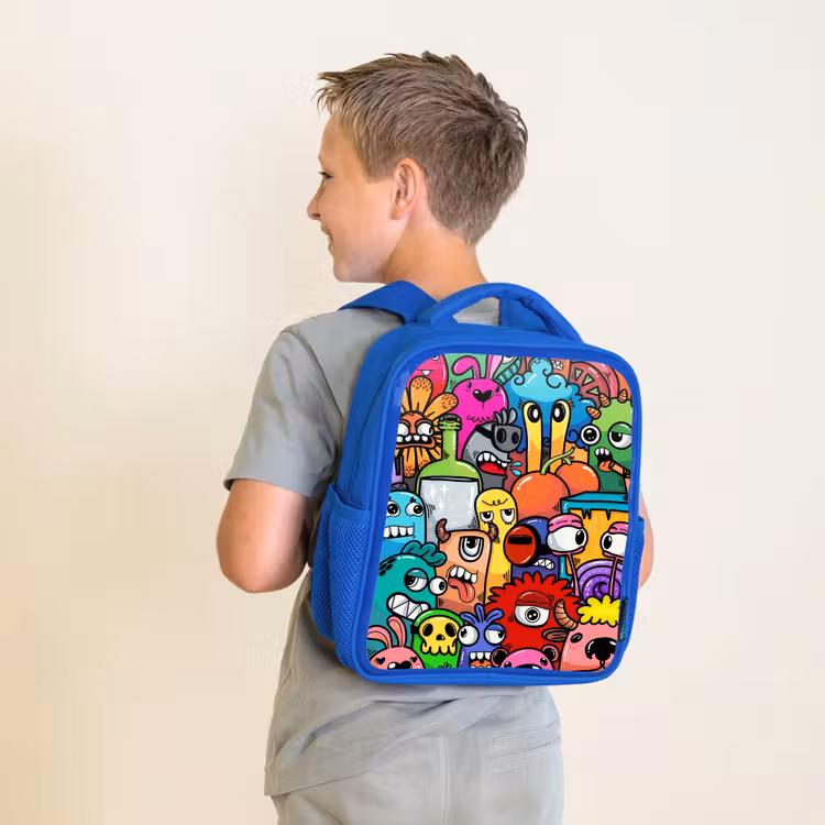 Rugzak kind - blauw - Monster met 1 Oog — 3