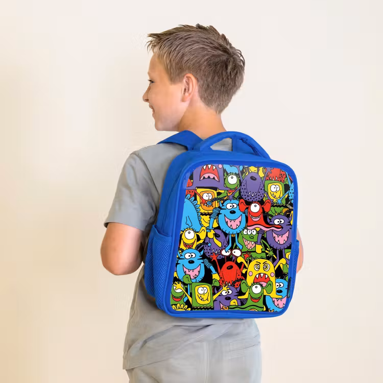 Rugzak kind - blauw - Monsters met Felle Kleuren — 3