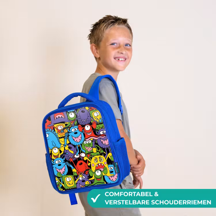 Rugzak kind - blauw - Monsters met Felle Kleuren — 4