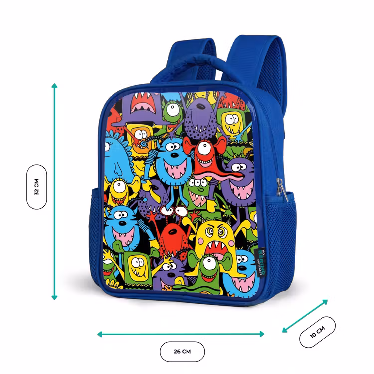 Rugzak kind - blauw - Monsters met Felle Kleuren — 5