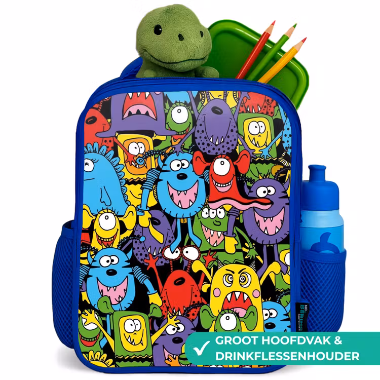 Rugzak kind - blauw - Monsters met Felle Kleuren — 6