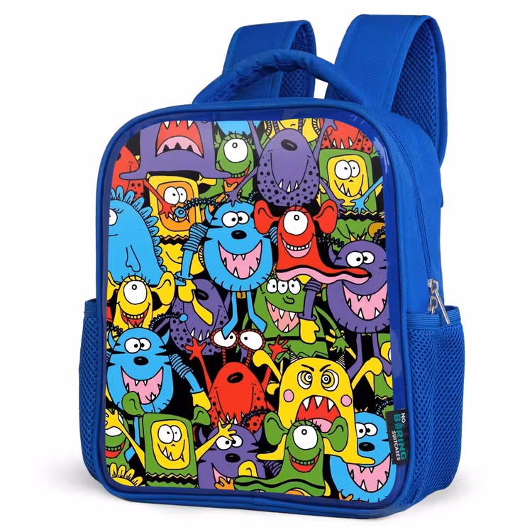 Rugzak kind - blauw - Monsters met Felle Kleuren — 7