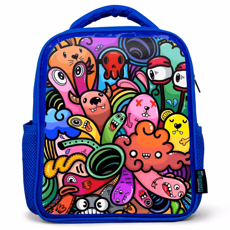 Rugzak kind - blauw - Vrolijke Monsterchaos — 1