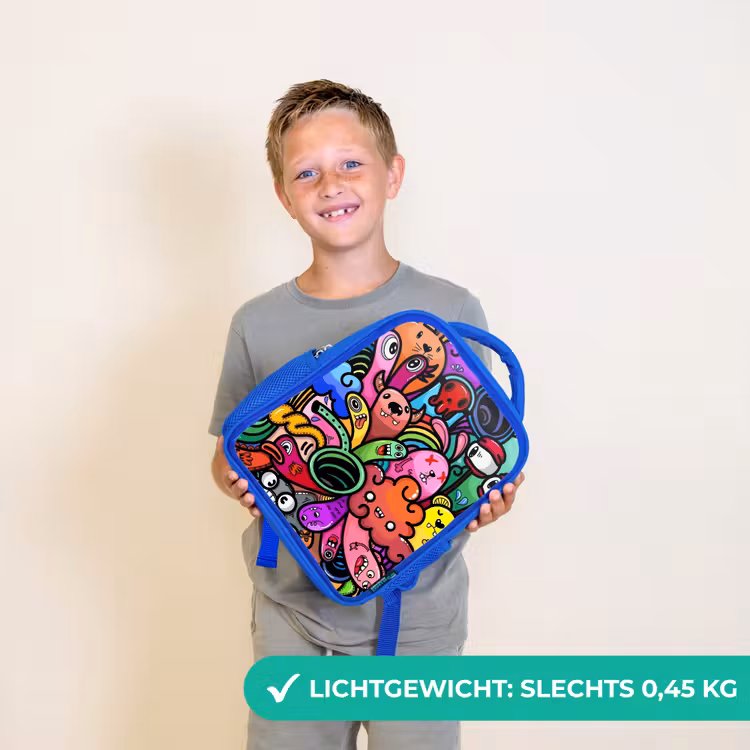 Rugzak kind - blauw - Vrolijke Monsterchaos — 2