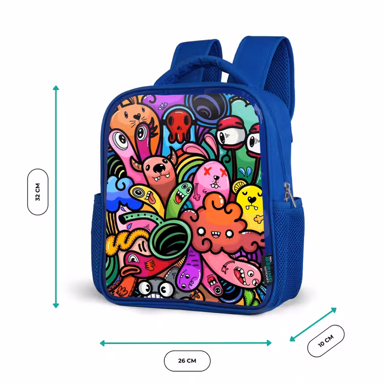 Rugzak kind - blauw - Vrolijke Monsterchaos — 5