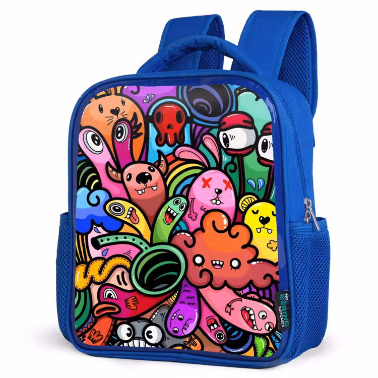 Rugzak kind - blauw - Vrolijke Monsterchaos — 7
