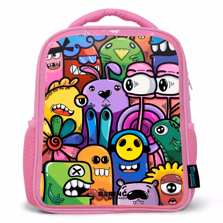 Rugzak kind - roze - Grappige kleurrijke monsters — 1