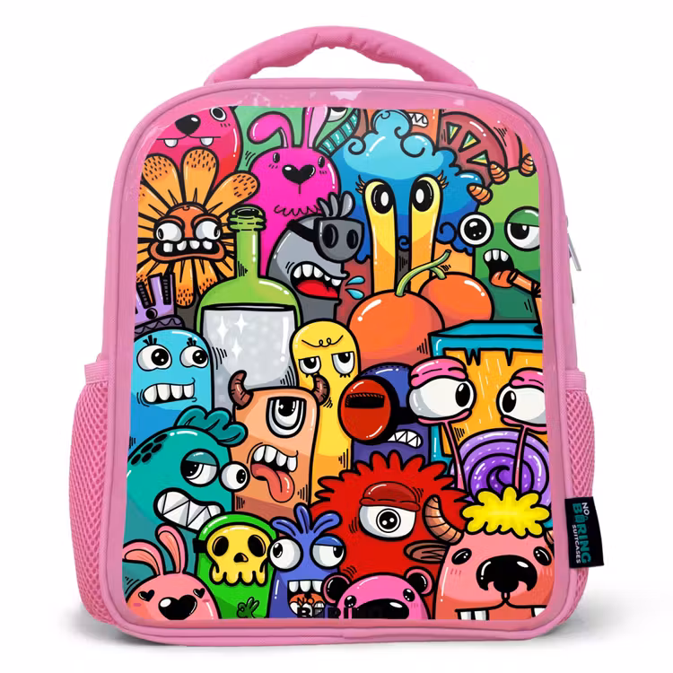 Rugzak kind - roze - Knallende gekleurde monsters — 1