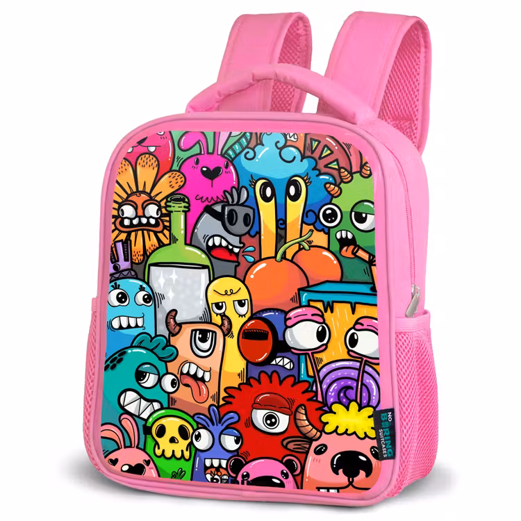 Rugzak kind - roze - Knallende gekleurde monsters — 4