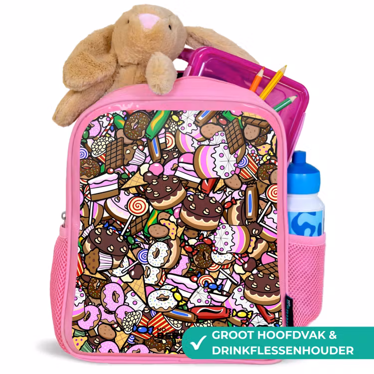 Rugzak kind - roze - Overvol patroon met lekkernijen — 2