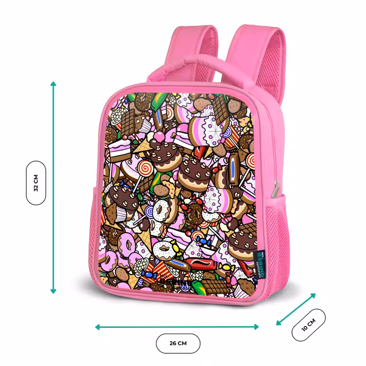 Rugzak kind - roze - Overvol patroon met lekkernijen — 3