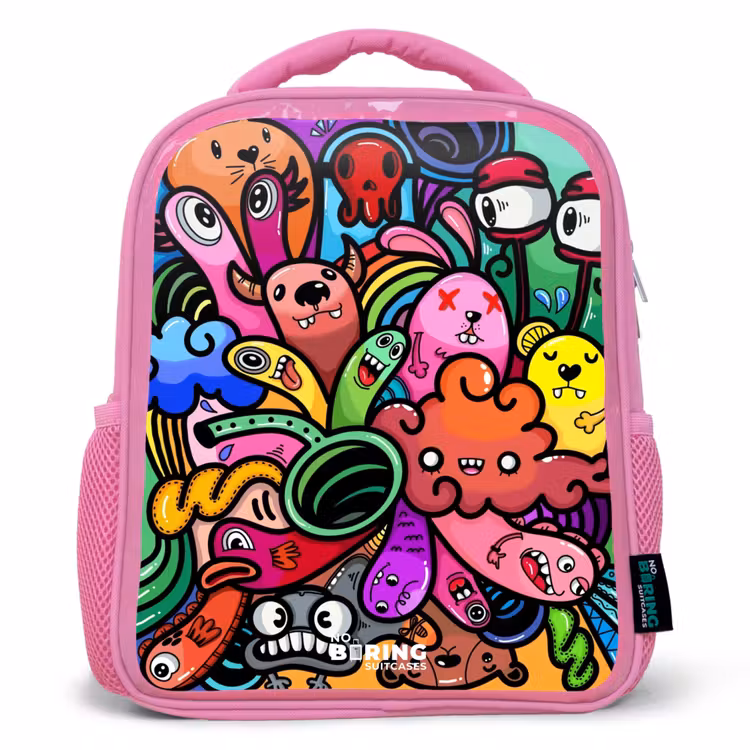 Rugzak kind - roze - Vrolijke monsterchaos — 1