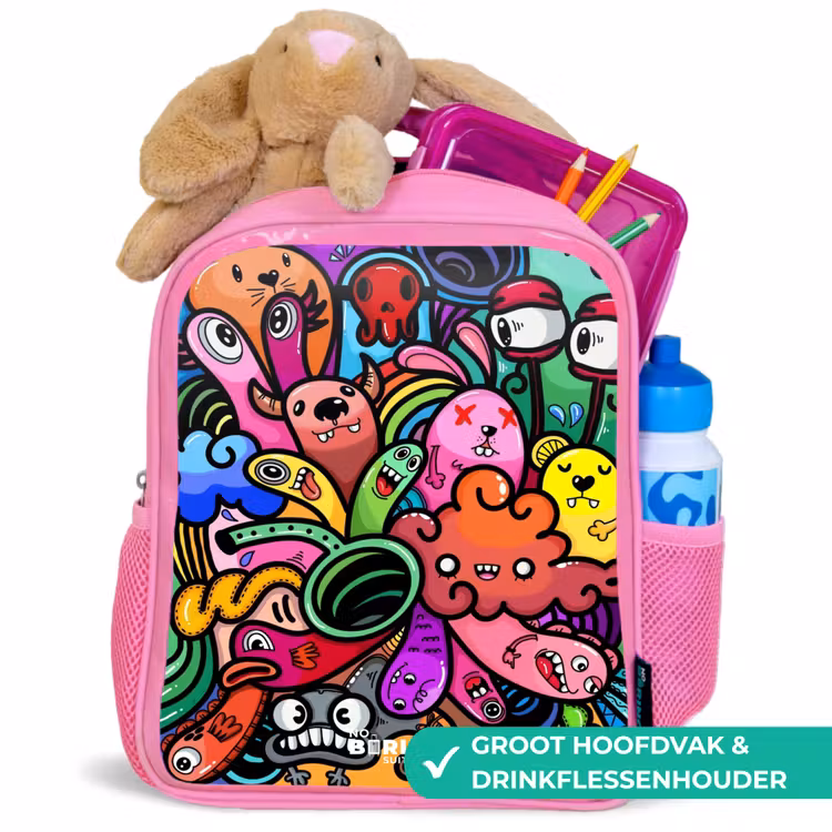 Rugzak kind - roze - Vrolijke monsterchaos — 2