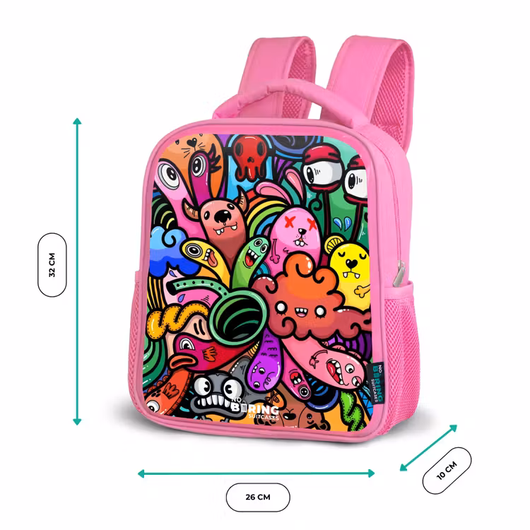 Rugzak kind - roze - Vrolijke monsterchaos — 3