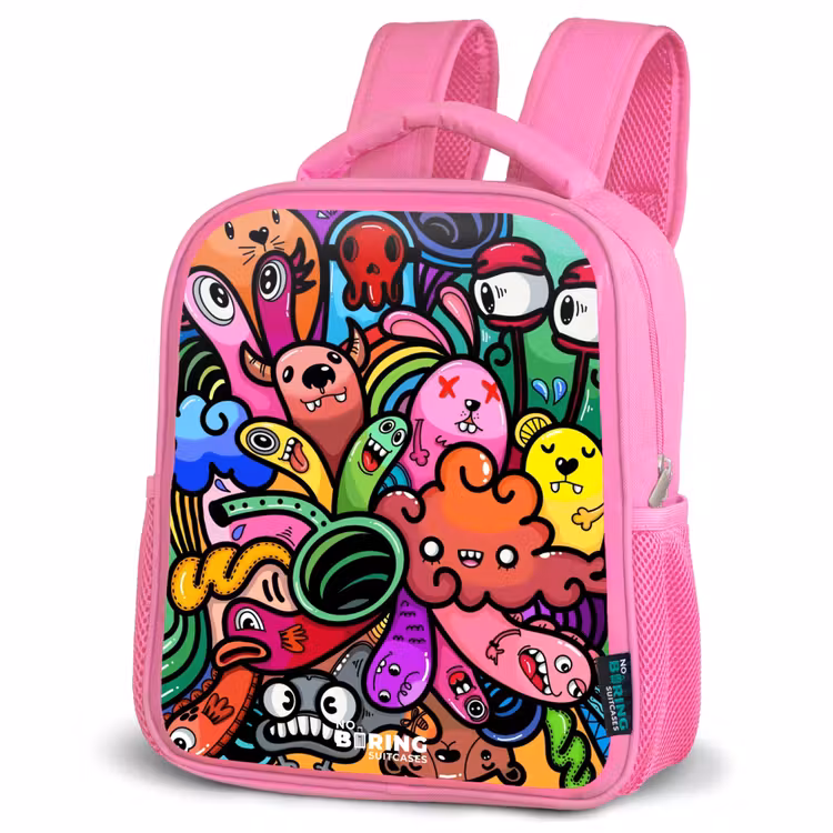 Rugzak kind - roze - Vrolijke monsterchaos — 4