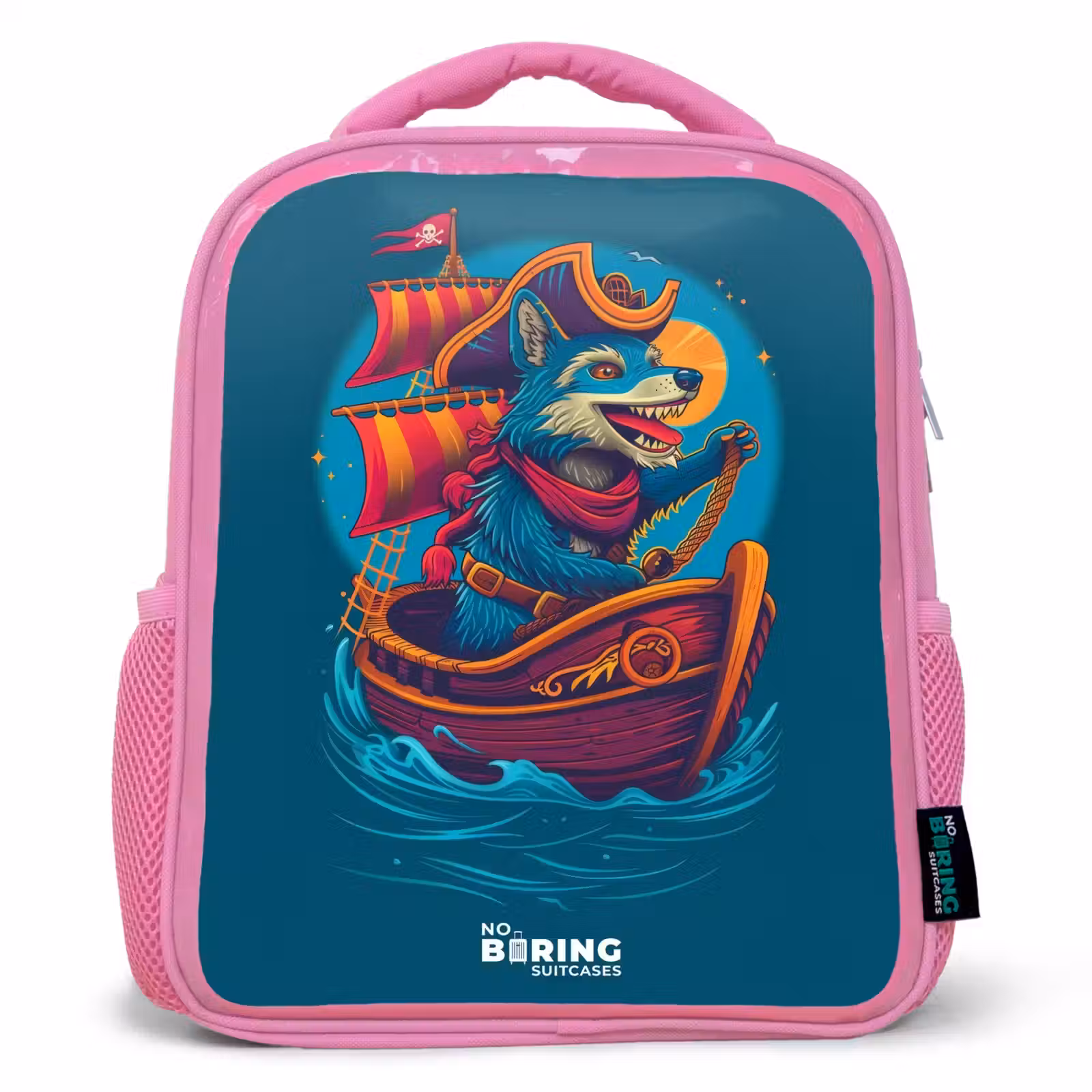 Rugzak kind - roze - Piraten wasbeer op een boot — 1