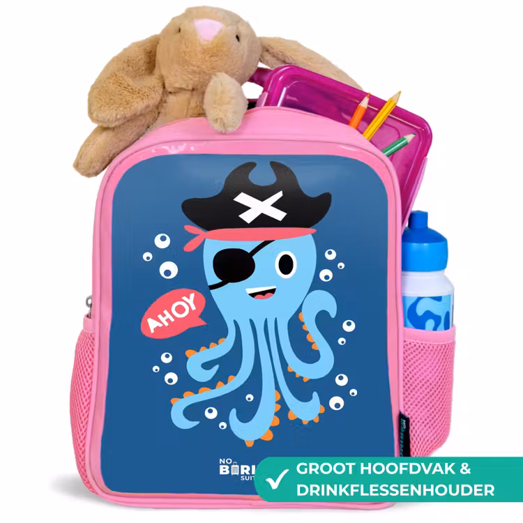 Rugzak kind - roze - Piraten octopus met een hoed — 2