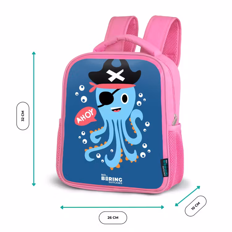Rugzak kind - roze - Piraten octopus met een hoed — 3