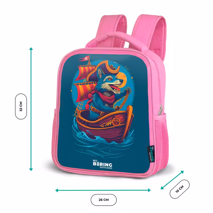 Rugzak kind - roze - Piraten wasbeer op een boot — 3