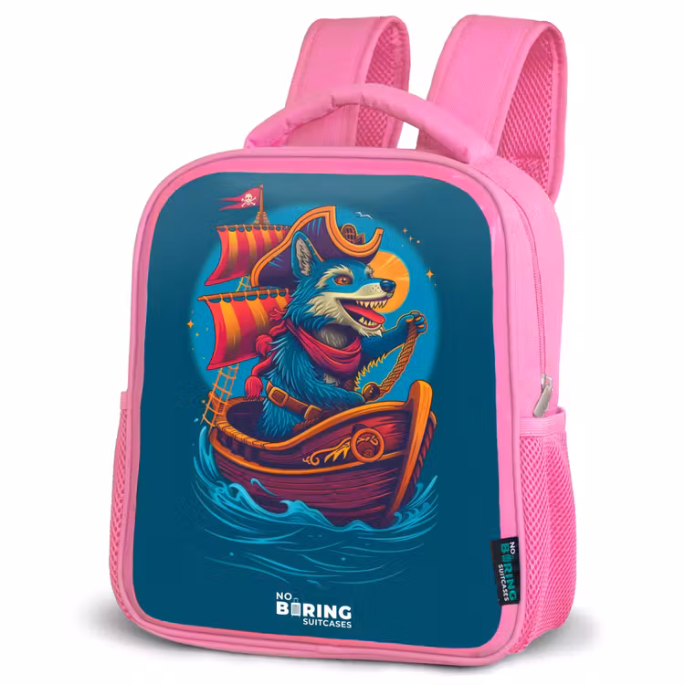 Rugzak kind - roze - Piraten wasbeer op een boot — 4