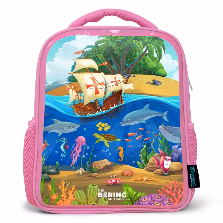 Rugzak kind - roze - Zeilschip op de oceaan — 1