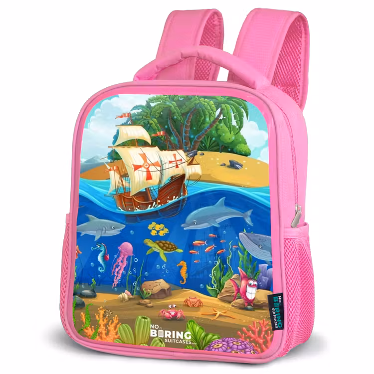 Rugzak kind - roze - Zeilschip op de oceaan — 4