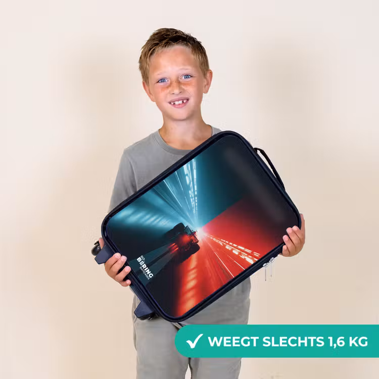 Kinderkoffer - Zwart - Baan - Raceauto - Neon - Rood — 3
