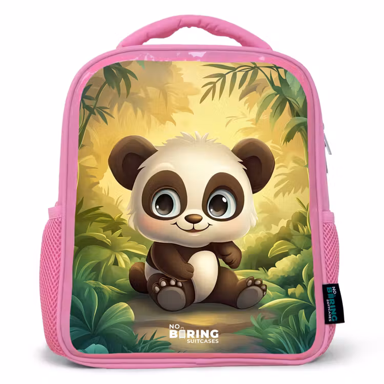 Rugzak kind - roze - Panda - Bamboebos - Groen — 1