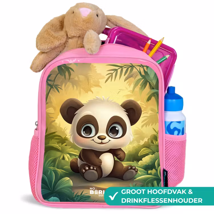 Rugzak kind - roze - Panda - Bamboebos - Groen — 2