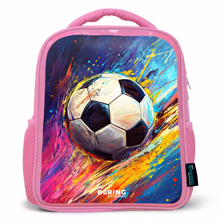 Rugzak kind - roze - Neon - Voetbal - Kleurrijk — 1