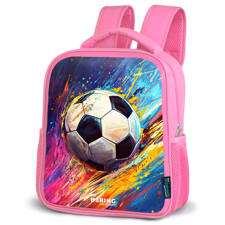 Rugzak kind - roze - Neon - Voetbal - Kleurrijk — 4