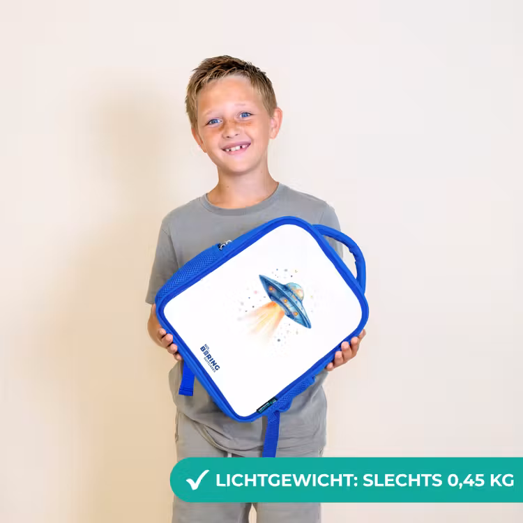 Rugzak kind - blauw - Blauw ruimteschip met lichtstraal — 2